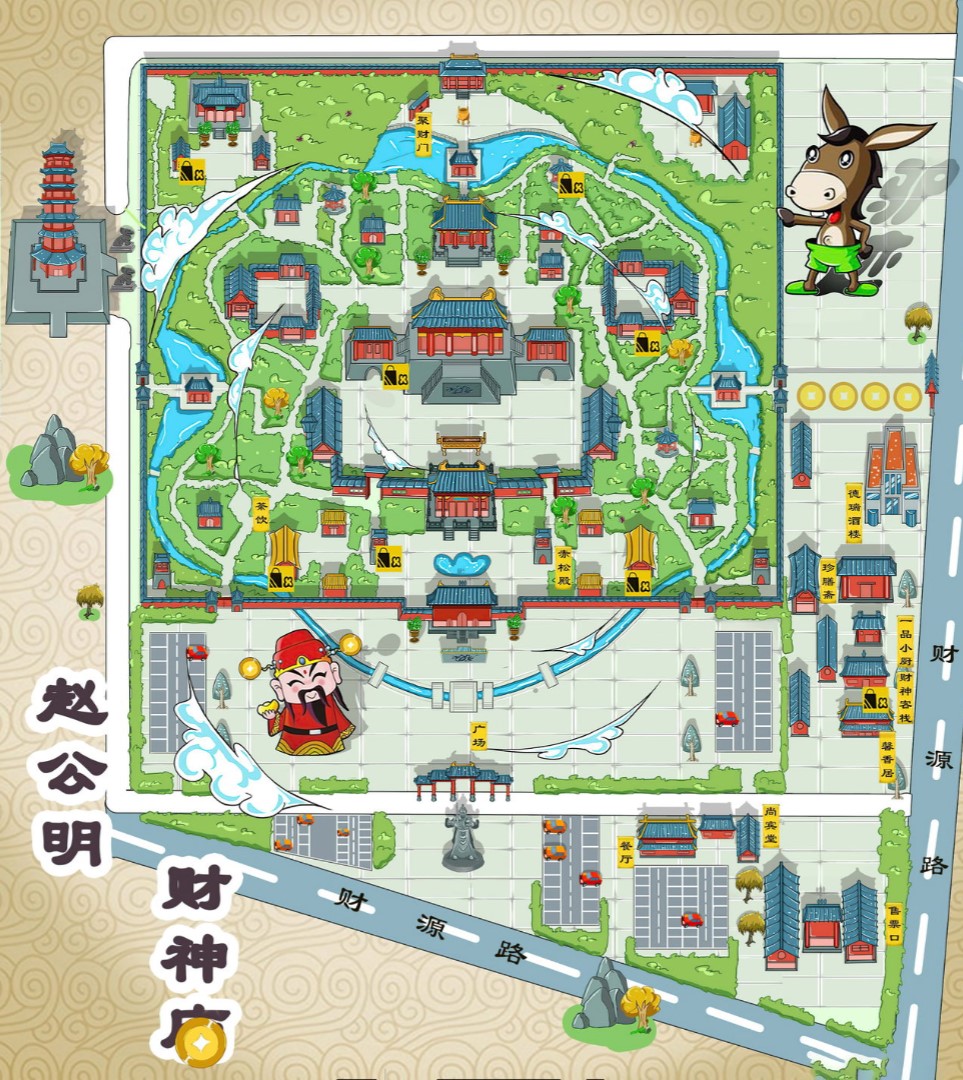 相山寺庙类手绘地图